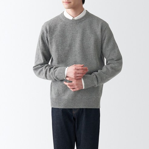 무인양품 MUJI 남성 메리노 울 미들 게이지 크루넥스웨터 AAD05ZZZ