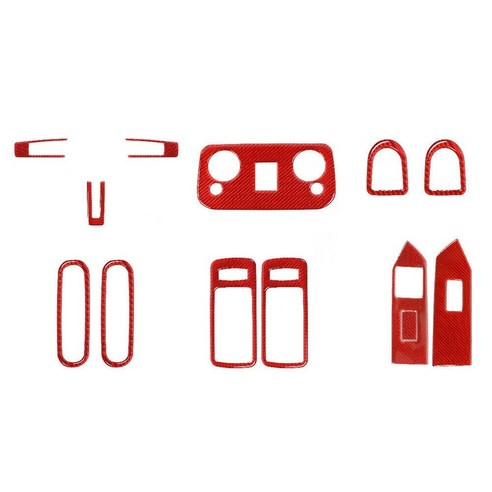 포드 머스탱을위한 탄소 섬유 2009-2013 인테리어 액세서리 장식 커버 트림 키트 13pcs (빨간색), 하나, 보여진 바와 같이