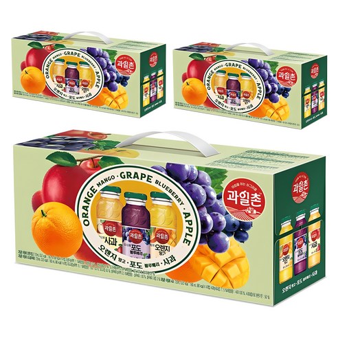 과일촌 아침에 오렌지망고 + 포도블루베리 + 사과 선물세트, 3세트, 180ml
