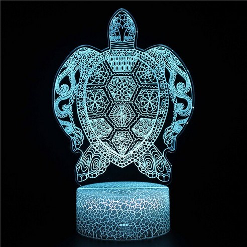 3D 야간 조명 애니메이션 오션 월드 돌고래 LED 테이블 램프 상어 터치 USB 원격 제어 16 색 어린이 침실 선물, [07] HY-07B, [01] Crack Base 7Colors