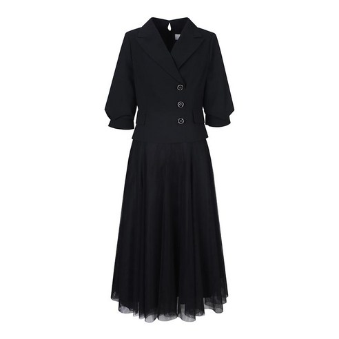 베스띠벨리 베스띠벨리 22S/S 배색 라인 카라 롱 원피스 BEO7571BK