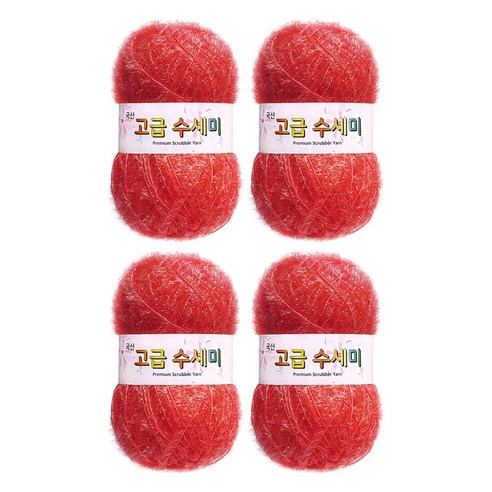 울클럽 별꽃수세미 DIY 고급수세미실 80g 4볼세트 + 동영상제공, 181딸기코랄