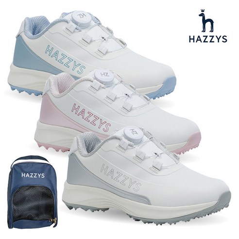 [닥스골프] [헤지스 HAZZYS] 2023 여성 프리락 스파이크리스 골프화 HZSH-00, 상세 설명 참조, 색상:화이트핑크 / 사이즈:235