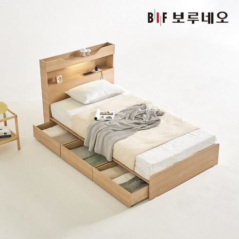 밤하늘의 별처럼 빛나는 당신의 휴식을 위해: 보루네오 조엔Po LED 3서랍 수납 침대 프레임 SS 조엔침대프레임