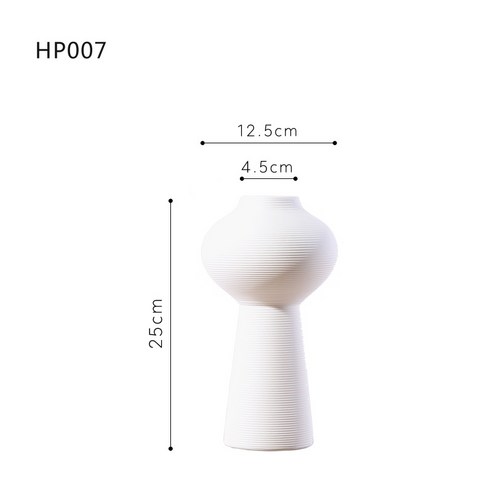 DFMEI 도자기 화이트 꽃병 세팅 모던 심플 아이디어 거실 홈 소프트 소품 크기 꽃꽂이화기, DFMEI Hp007, 하나