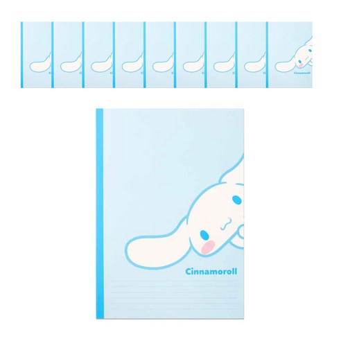 산리오 캐릭터즈 깜찍한 제본노트 10P세트, 시나모롤(블루)