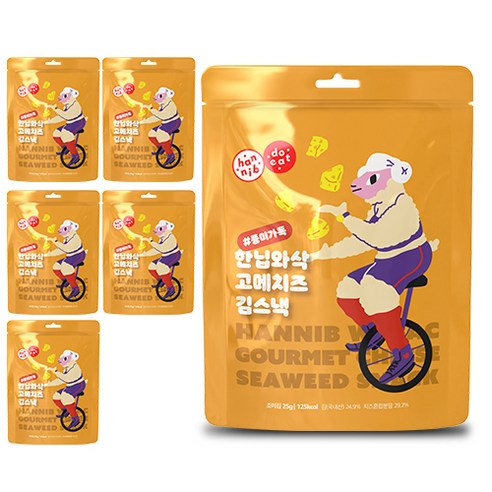 한닙두잇 한닙와삭 풍미가득 고메치즈 김스낵/김과자, 25g, 6개