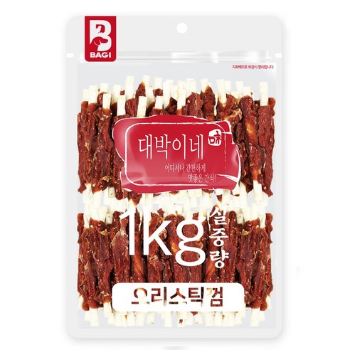 대박이네 실중량 1kg 대용량 강아지간식 애견간식, 오리스틱껌1kg, 1개 
강아지 간식