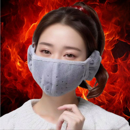 샘드웰 겨울 스포츠 방한 귀덮개 마스크 일체형 KC인증 귀마개, 연그레이, 1개