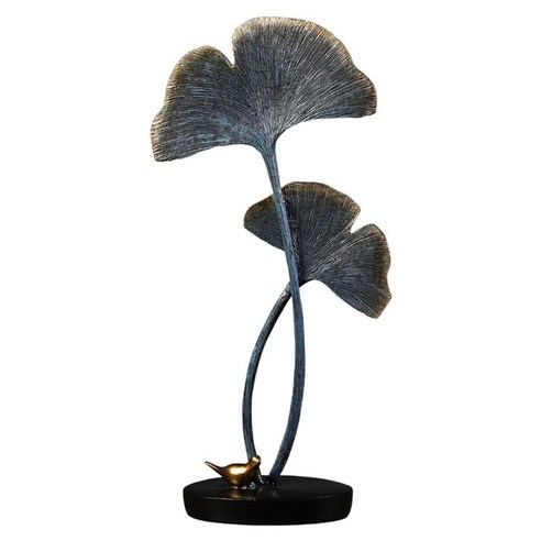 포도 수확 작풍 잎 조각품 수지 장식 작은 입상 동상 장식, 회색, 수지 + 나무