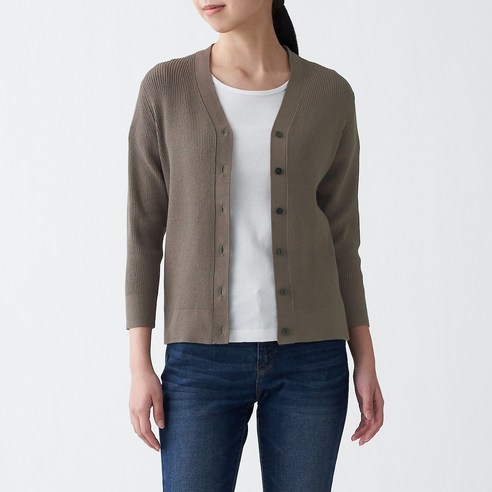 무인양품 MUJI 여성 UV컷 코튼 실크 V넥 가디건 BAD61A1S