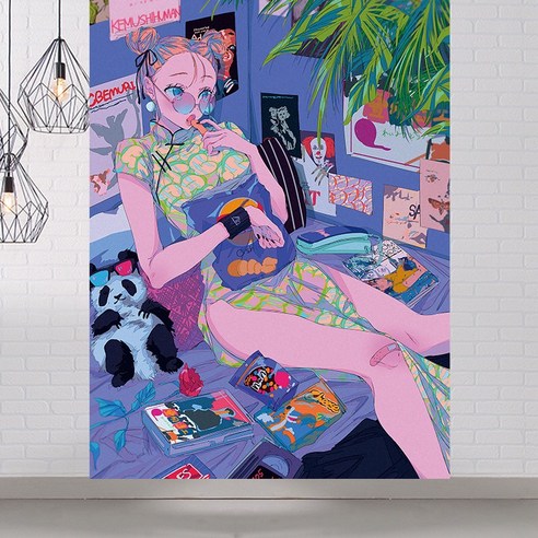 패브릭포스터 숙소 침실 인테리어 소품 INS 큐티 침실 장식 그림, 색상 4