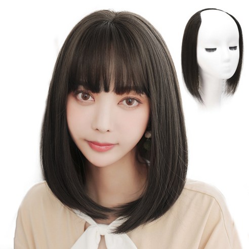 이쁘다샵 가발위드 짧은머리 스타일 어반쇼트 숱보충 붙임머리, 네츄럴블랙30cm, 1개