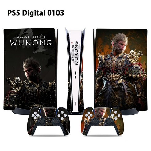 PS5 / PS5 Slim 검은신화 오공 스티커 콘솔 + 컨트롤러 스티커, 3세트, PS5 Digital 0103
