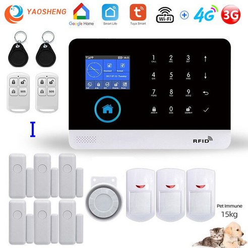 자동차경보기 자동차도난방지홈알람 무선 와이파이 4G 애완 동물 모션 센서가있는 Tuya 앱용 보안 경보 시, 09 I_01 EU 플러그