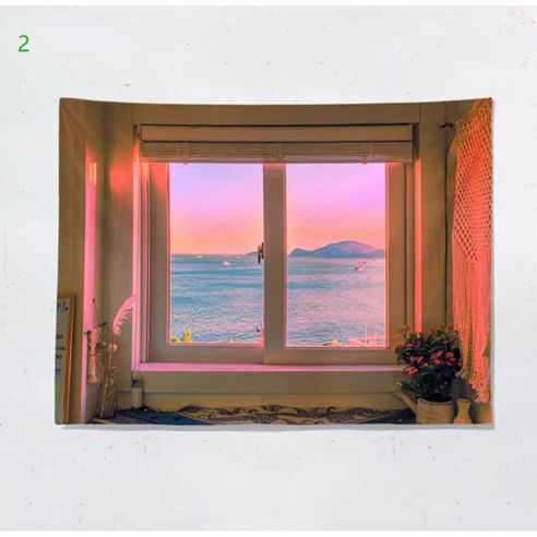 패브릭포스터 창문 벽 장식 6미터별가랜드 포함, 2