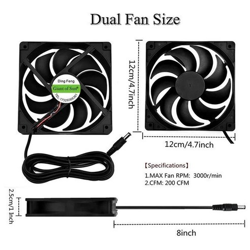배기팬 산업용환풍기 듀얼 태양열 배기 팬 휴대용 공기 추출기 캠핑 선풍기 야외 개 집용 냉각 환풍기 10W 12V, 한개옵션0, 02 B, 1개