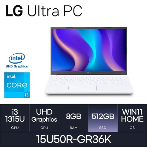 LG전자 울트라PC 15U50R-GR36K, WIN11 Home, 8GB, 512GB, 화이트