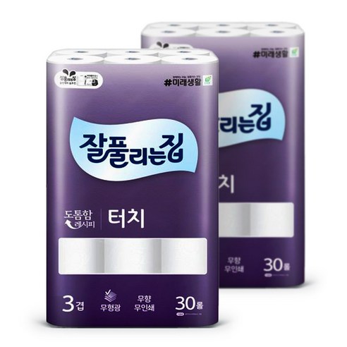 잘풀리는집 도톰한 터치 화장지 3겹 25m 30롤 2팩, 기본상품