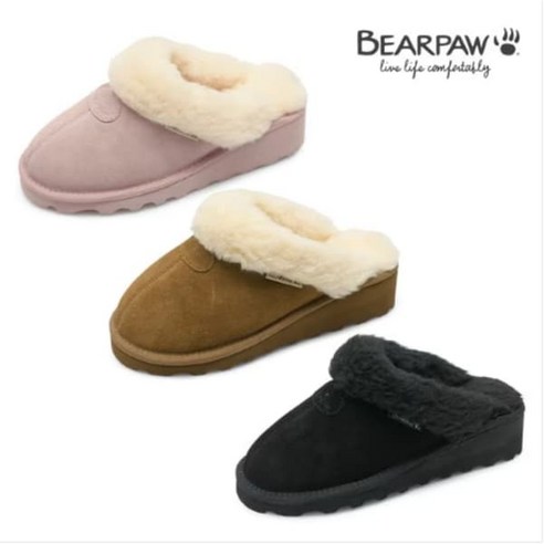 [백화점정품]베어파우 AGATA 양털 웨지 슬리퍼 3종택 K2726W
