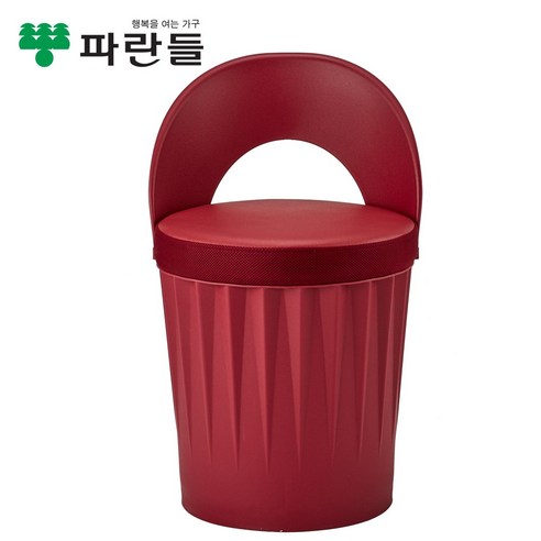 [파란들]드럼체어 일체형 스툴의자, 등받이형_레드, 1개