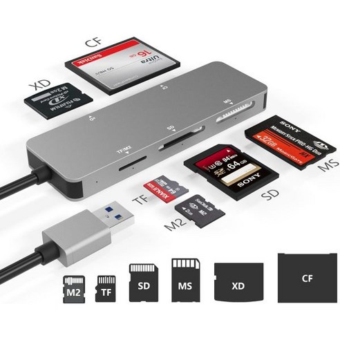 SD 카드 리더기 USB3.0 XD USB 3.0 5Gps 고속 TF/SD/MS/M2/XD/CF 메모리 솔트 콤보 어댑터 6 in 1 알루미늄 Windows XP/Vista/7/8