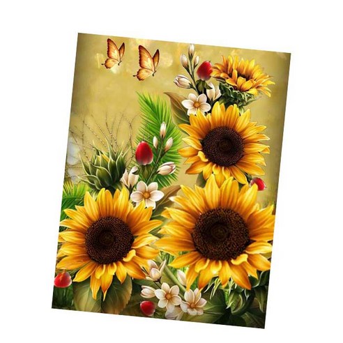 MJS 보석십자수 50 x 40 cm 캔버스형 세트 DIY MH6, F04 - 금빛해바라기랑 나비, 1개