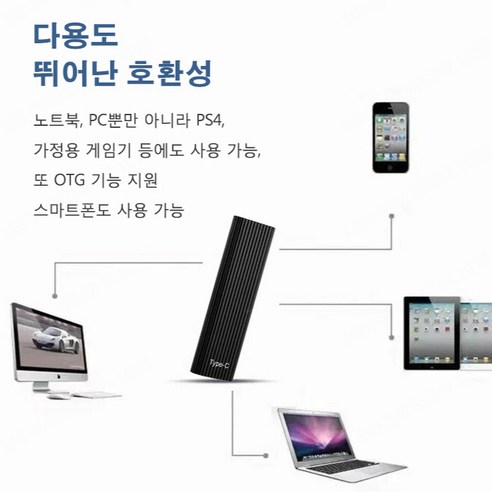 이동식 하드 디스크 드라이브 이동성 좋은 SSD, 블루, 5TB