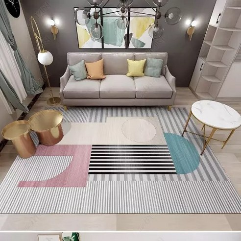 현대 심플한 북유럽풍 카펫 거실 탁자 침실 카펫 견본실 직사각형 아메리카노 카펫 쿠션, JA121번.