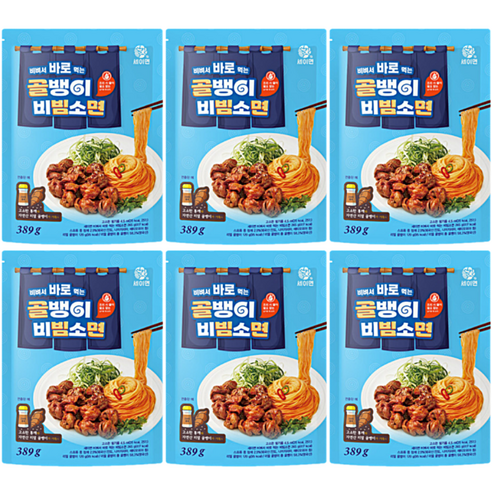 비벼서 바로 먹는 골뱅이 비빔소면, 389g, 6개