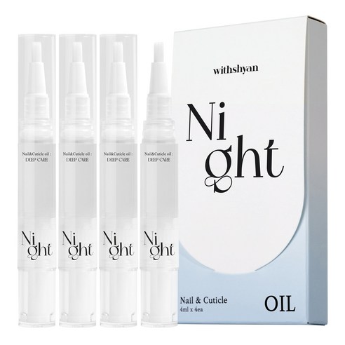 위드샨 네일&큐티클 오일펜 세트 대용량, 1세트, 나이트 딥 케어 4ml x 4ea