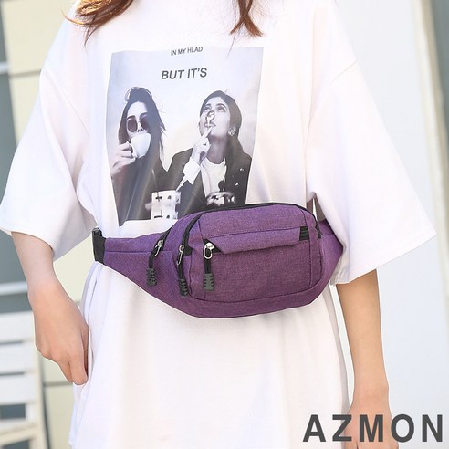 AZMON 심플 무지 옥스퍼드 힙색 가방 0.13kg 초경량 넓이24cm x 높이14cm x 두께10cm, 퍼플 가벼운허리색 Best Top5