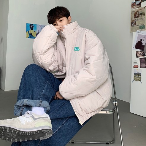 mxt겨울 스탠드 칼라 단색 코튼 패딩 코트 남성 스트리트 힙합 느슨한 빵 코트 캐주얼 123 123 코튼 패딩 코트
