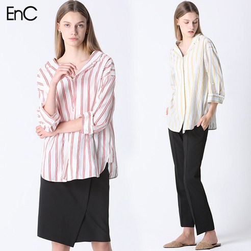 [EnC] 써니 백포인트 스트라이프 블라우스