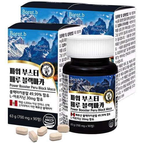 페루 블랙마카 아르기닌 남성 활력 영양제, 700mg, 270정