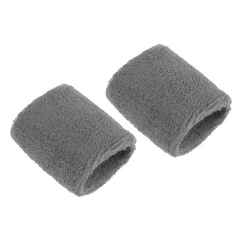 2Pcs 스포츠 농구 배드민턴 테니스 남여 공용 코튼 스웨트 밴드 팔찌, 회색, 8x7cm