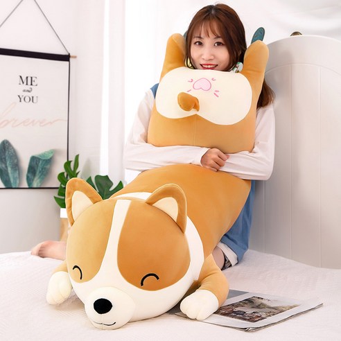 COZYARD 웰시코기 바디필로우 극세사 롱쿠션, 80cm 조우니모찌항균돼지인형쿠션55cm애착인형