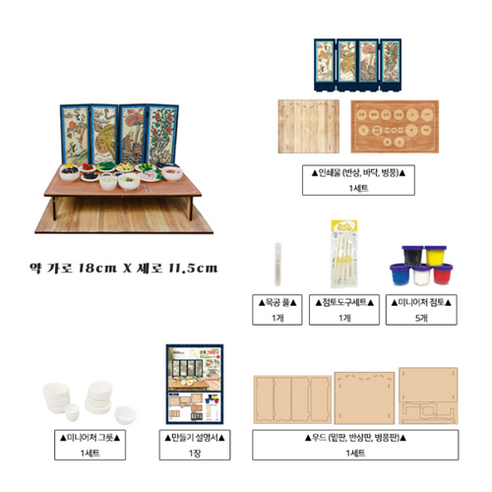 에코에듀 전통반상 미니어쳐 만들기 어린이만들기세트, 1개, 1개