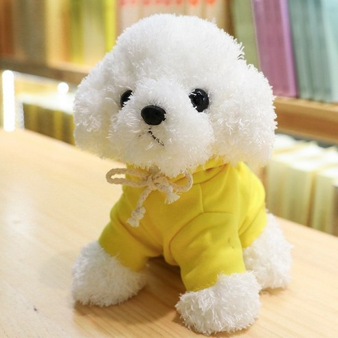 네이처타임즈 부들부들 후드 강아지 봉제인형 + 강아지 키링, 25cm, 옐로우후드, 1세트