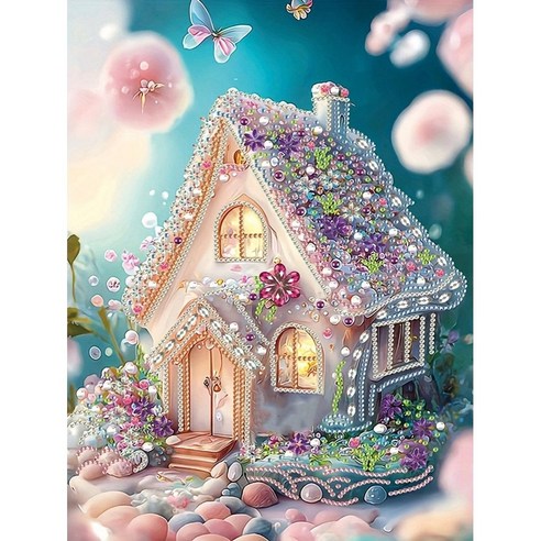 아이성훠 액자세트 DIY주얼리십자수세트 핸드메이드보석 30x30cm A0915, 1세트, 하우스 A