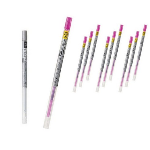 꼬맹이샵 유니 시그노 스타일핏트 젤잉크 리필심 UMR-109 0.38mm +M5R-189, 10개+샤프리필1개, Pink