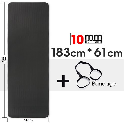 PAPOPER NBR 요가매트 8MM/10MM 필라테스 운동, 10MM, 블랙, 일반형