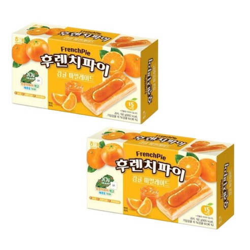 해태제과 후렌치파이 감귤 마멀레이드 15p, 2개, 192g