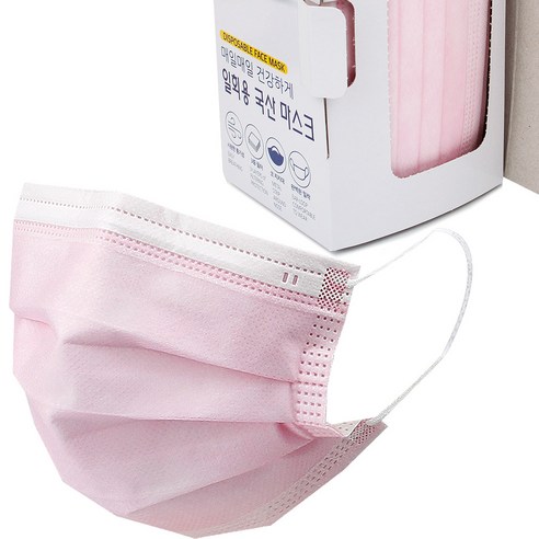 케이프리 국내생산 대형 소형 일회용 마스크 100매 MB필터 멜트블로운 지퍼백 박스 포장 올 검정 핑크 그레이 블랙 밀리터리 화이트 레오파드 호피 무늬 패턴, 핑크대형