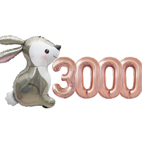 파파 파티 토끼 풍선 생일 파티 숫자 풍선 세트, 토끼 3000, 1세트