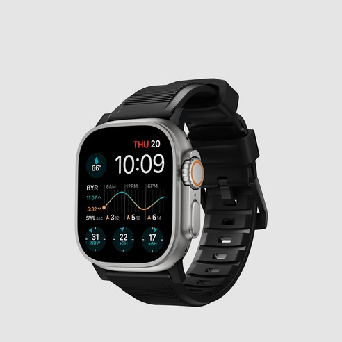 노마드 애플워치 러기드 44 45 49 mm 스포츠 여름 스트랩 - 블랙 밴드 블랙 버클