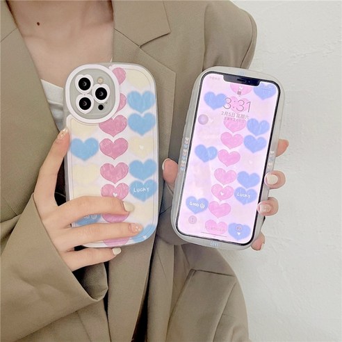 사과에 대한 간단한 유화 작은 사랑13핸드폰 케이스iPhone7p여성8plus실리콘 개인화 된 창조적 인 안티 가을 소프트 슬리브, 사이드 러브 색상 사랑, Iphone7plus
