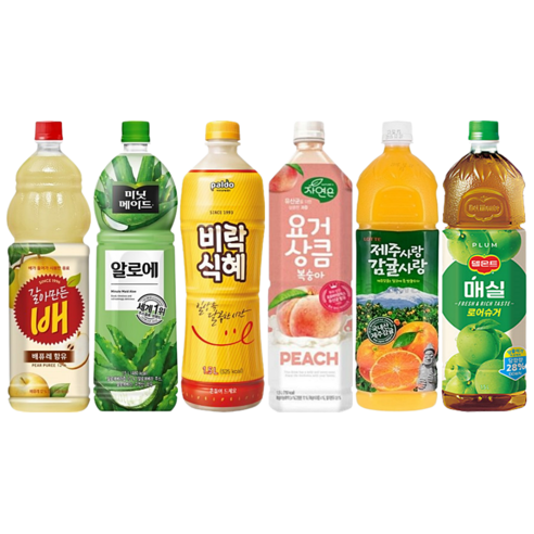 한번에 과즙의 세계를 만나보세요: 6종 과즙음료 혼합세트