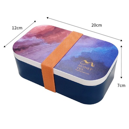 유화풍 홑겹 플라스틱 도시락 20*12*7cm, B
