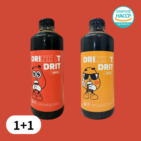 드릿 콜드브루 더치커피 원액 브라질+케냐 1+1, 2개, 1병, 1000ml